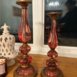 Elegant Pink and Gold MCM Acrylic Candle Holders